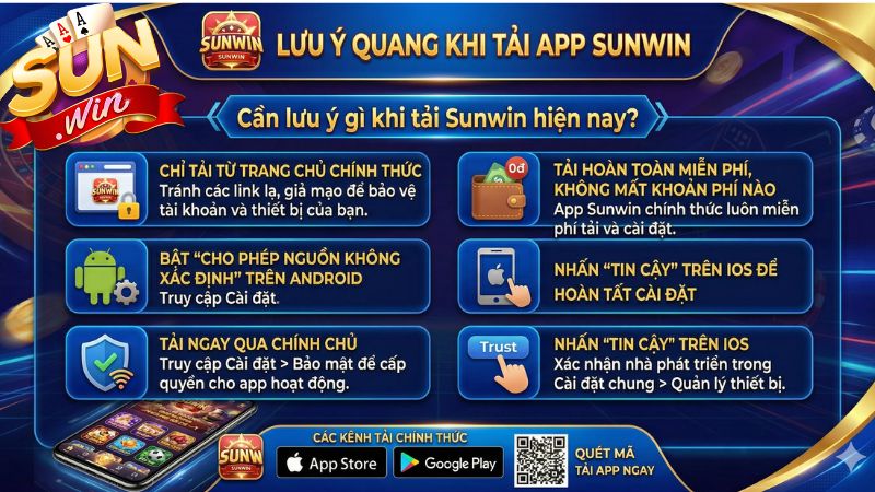 Những lưu ý quan trọng khi tải Sunwin